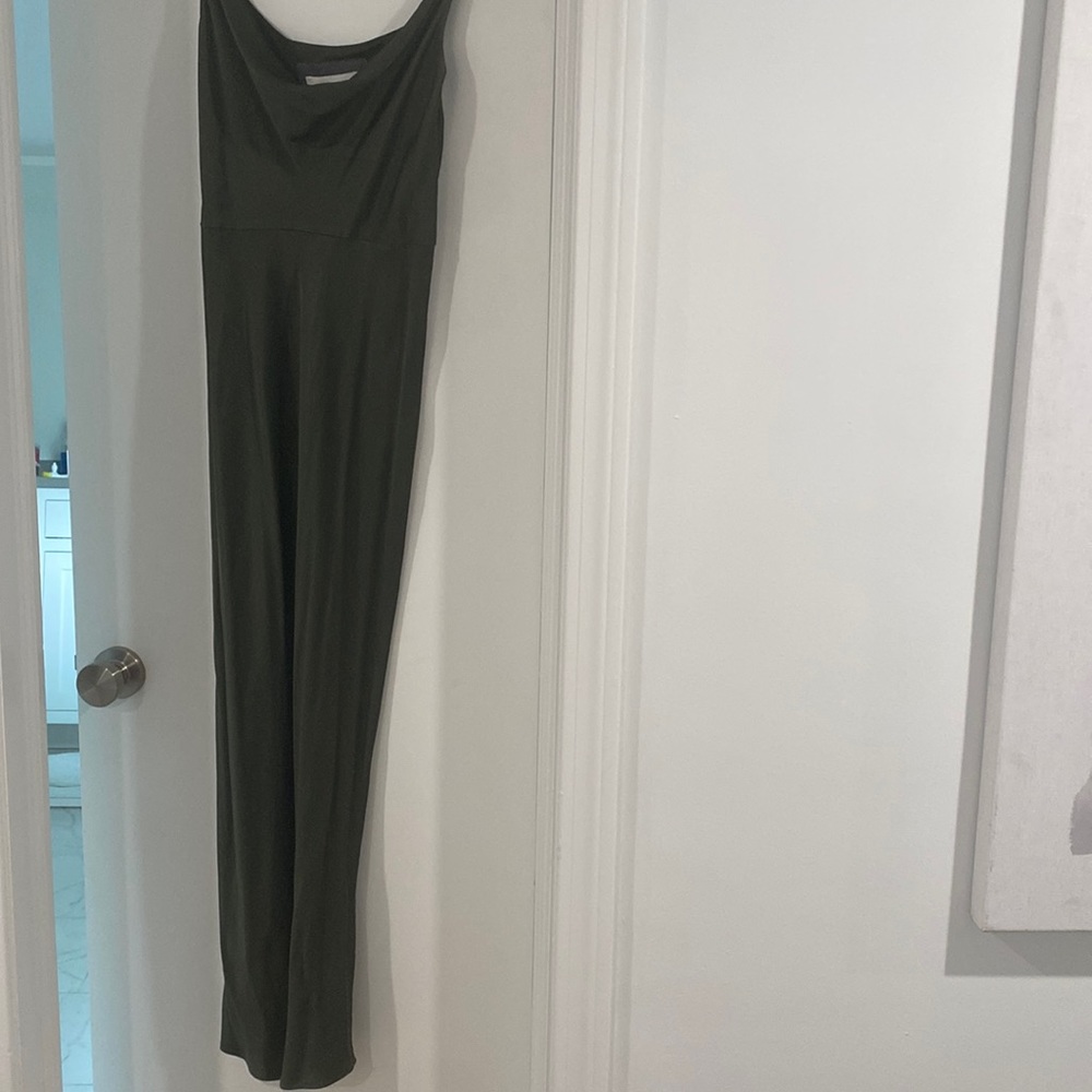 Anthropologie green slip midi dress size medium